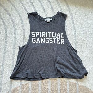 Spiritual Gangster Cropped Gray Top Small